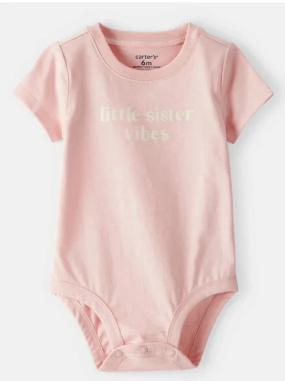 Baby Girl 'Little Sister Vibes' Short-Sleeve Graphic Bodysuit - Pink